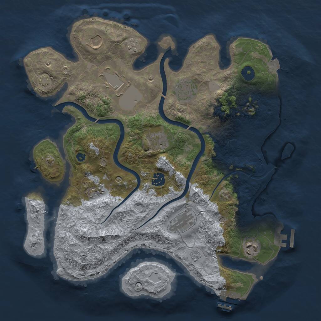 Rust Map: Procedural Map, Size: 3500, Seed: 684899163, 15 Monuments