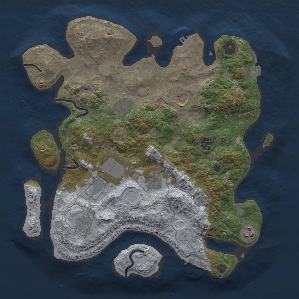 Rust Map: Procedural Map, Size: 3500, Seed: 684899163, 15 Monuments