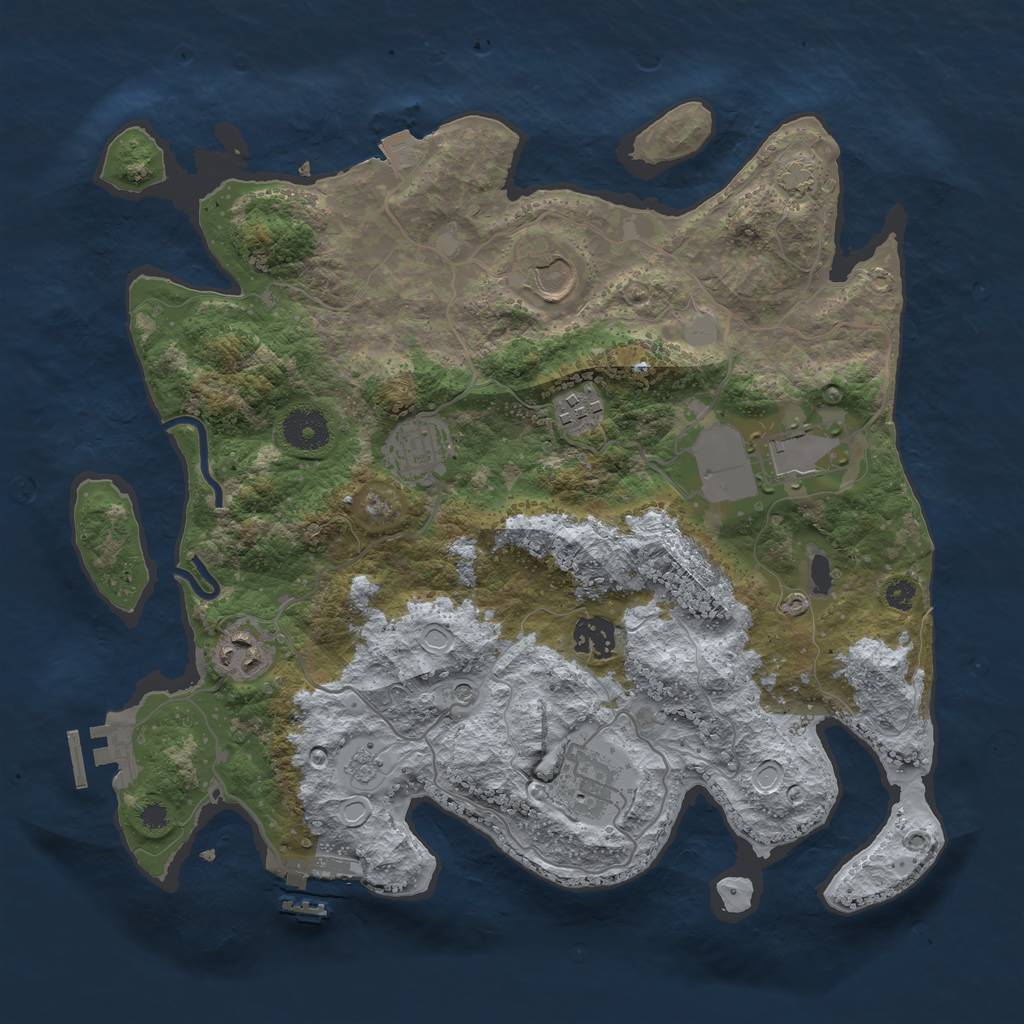 Rust Map: Procedural Map, Size: 3500, Seed: 1111177685, 15 Monuments