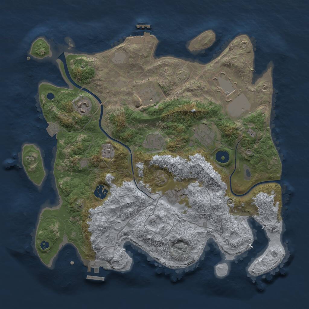 Rust Map: Procedural Map, Size: 3500, Seed: 1111177685, 14 Monuments