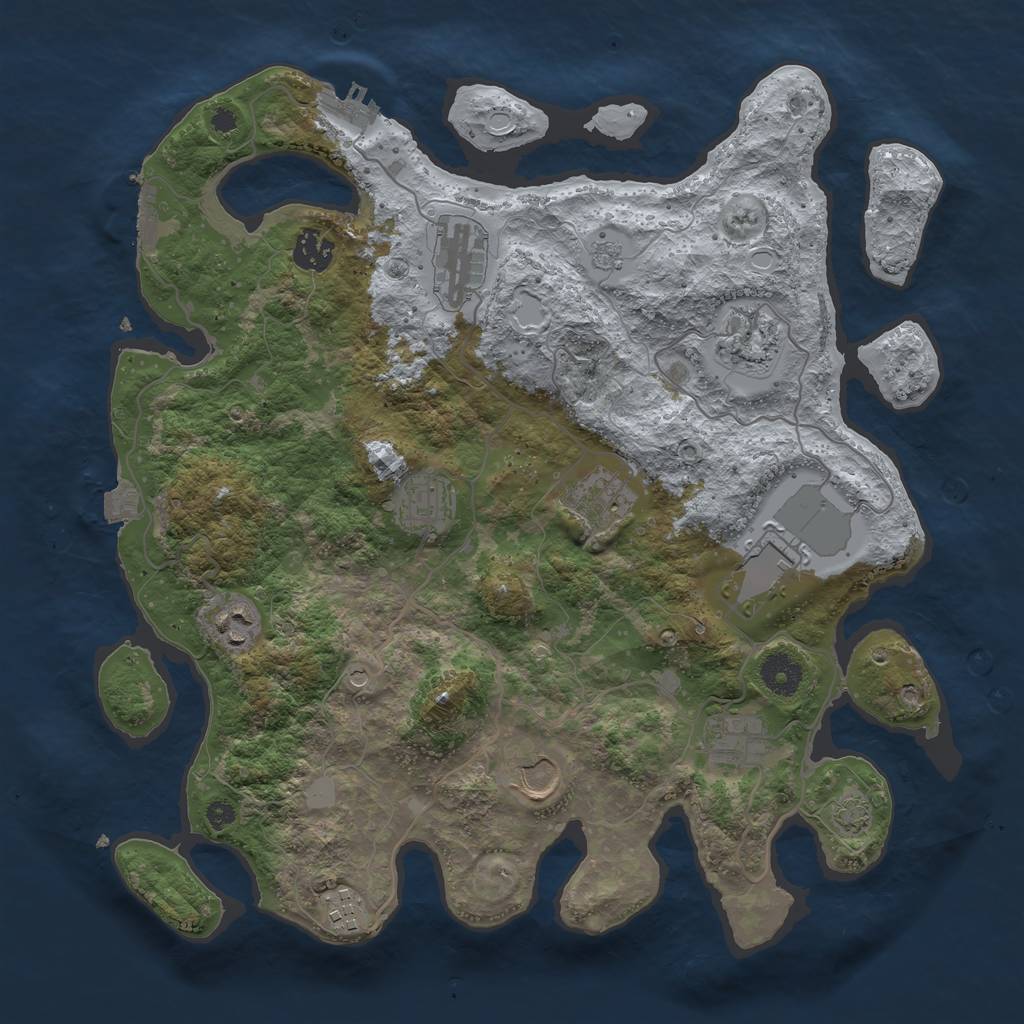 Rust Map: Procedural Map, Size: 3700, Seed: 20062024, 18 Monuments