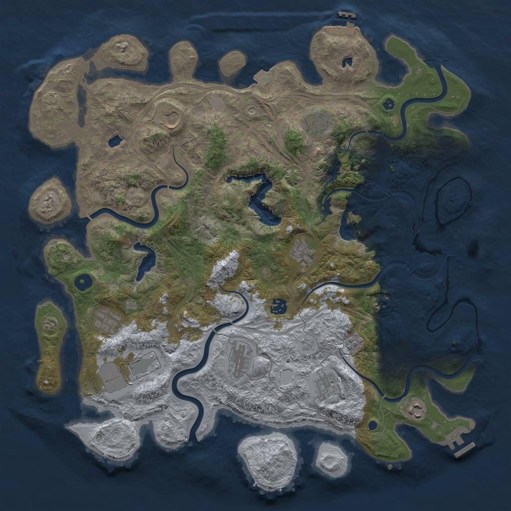 Rust Map: Procedural Map, Size: 4500, Seed: 811464517, 16 Monuments