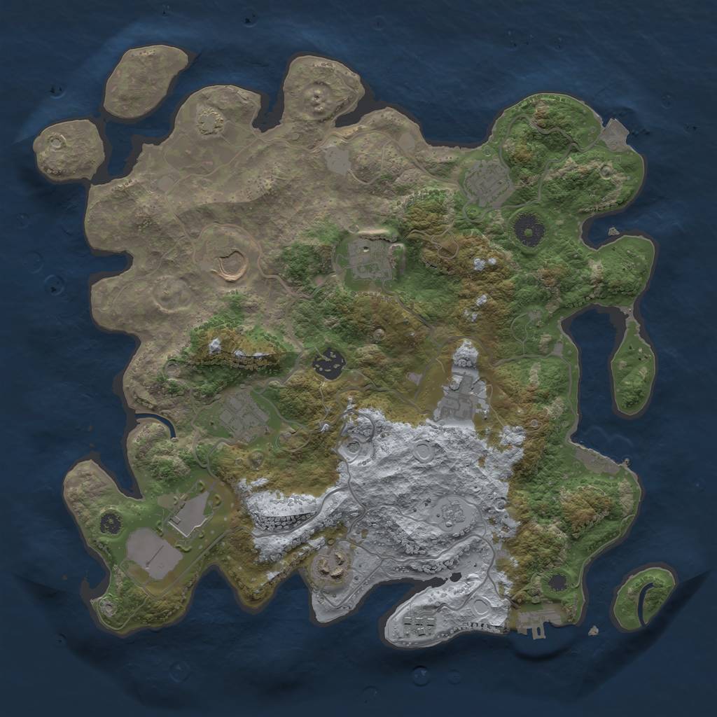 Rust Map: Procedural Map, Size: 3500, Seed: 69868593, 17 Monuments
