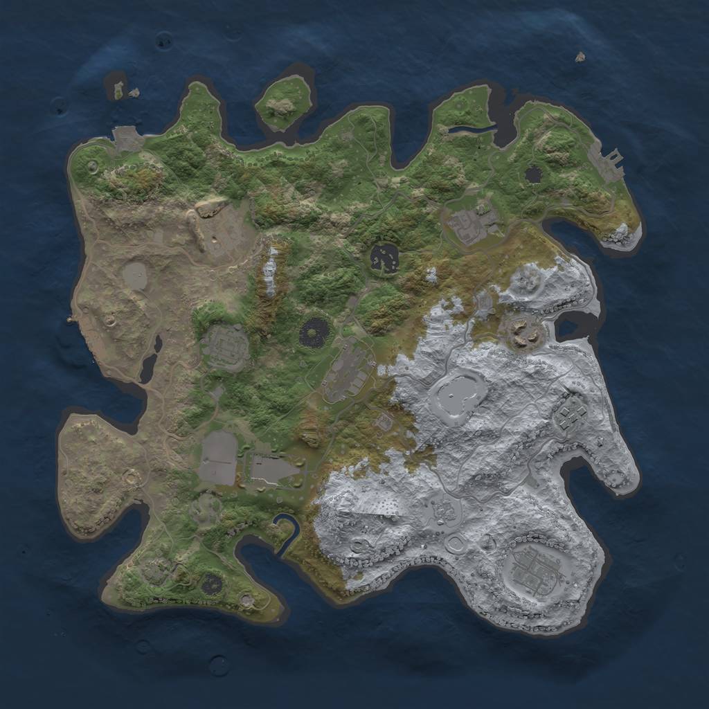 Rust Map: Procedural Map, Size: 3500, Seed: 1468207691, 16 Monuments