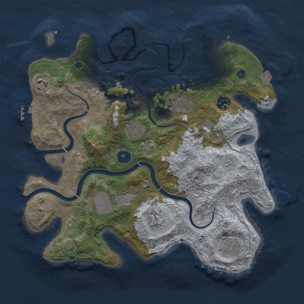Rust Map: Procedural Map, Size: 3500, Seed: 1468207691, 14 Monuments