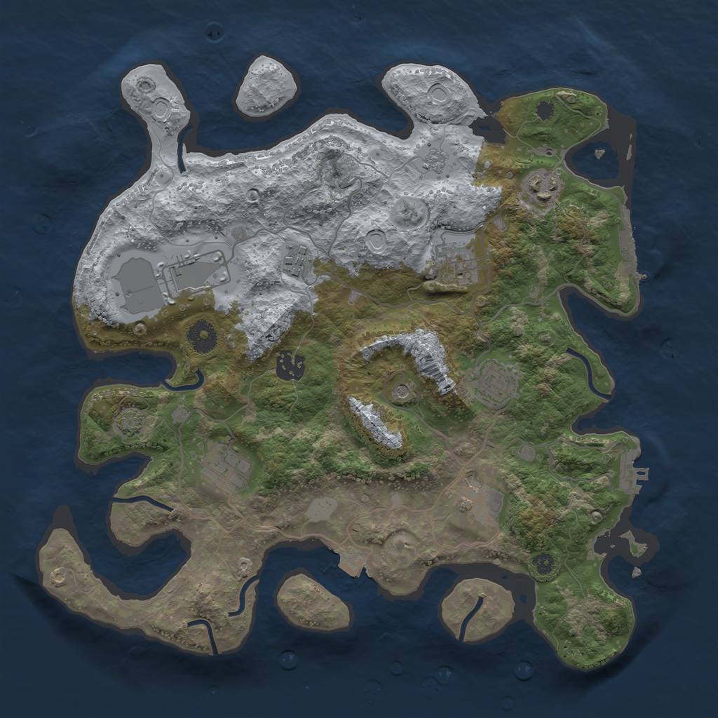 Rust Map: Procedural Map, Size: 3500, Seed: 10746212, 16 Monuments