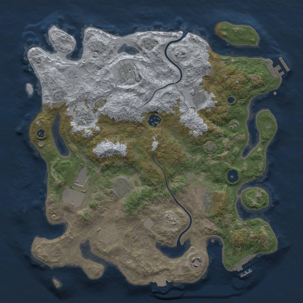 Rust Map: Procedural Map, Size: 3750, Seed: 3191307, 16 Monuments