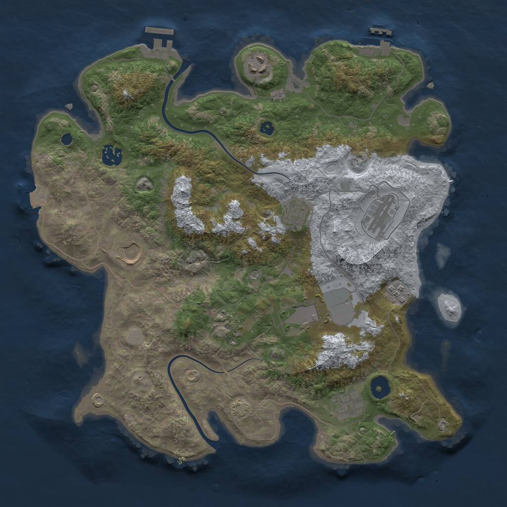 Rust Map: Procedural Map, Size: 3600, Seed: 471238206, 14 Monuments