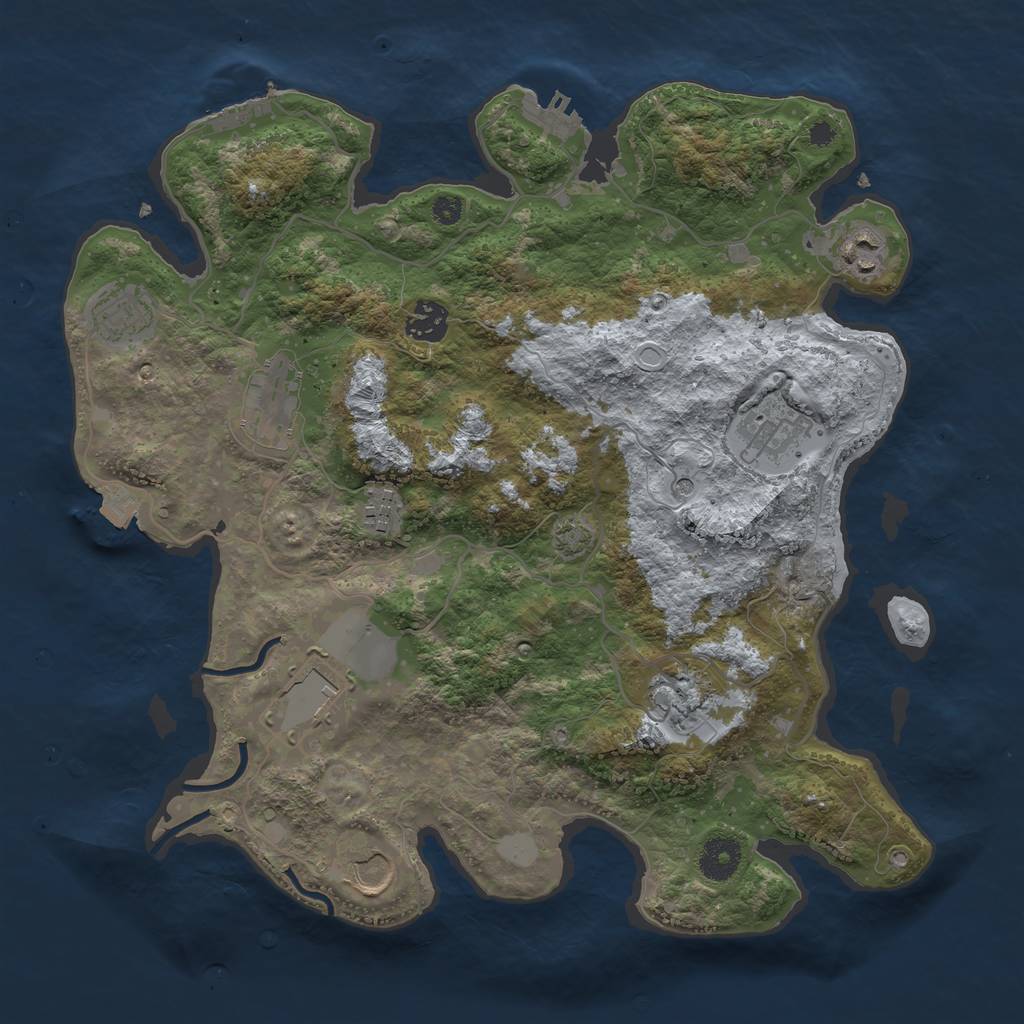 Rust Map: Procedural Map, Size: 3600, Seed: 471238206, 16 Monuments