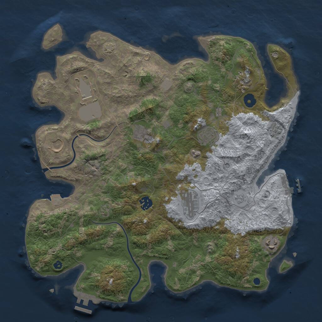 Rust Map: Procedural Map, Size: 3750, Seed: 1839256896, 15 Monuments