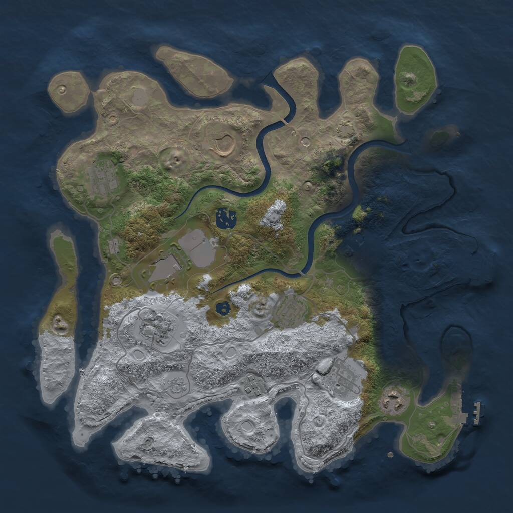 Rust Map: Procedural Map, Size: 3500, Seed: 1713293414, 16 Monuments