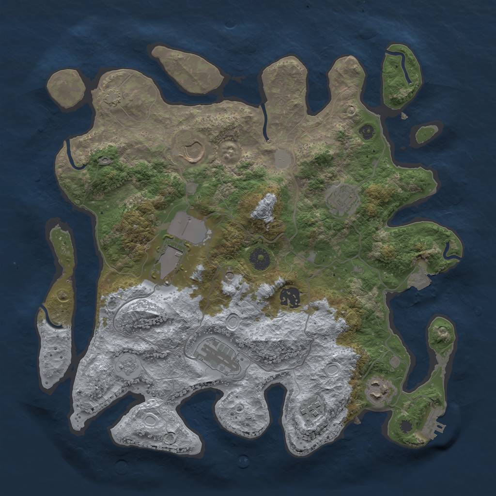 Rust Map: Procedural Map, Size: 3500, Seed: 1713293414, 14 Monuments