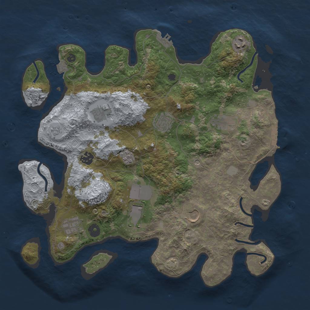 Rust Map: Procedural Map, Size: 3700, Seed: 1532866990, 17 Monuments