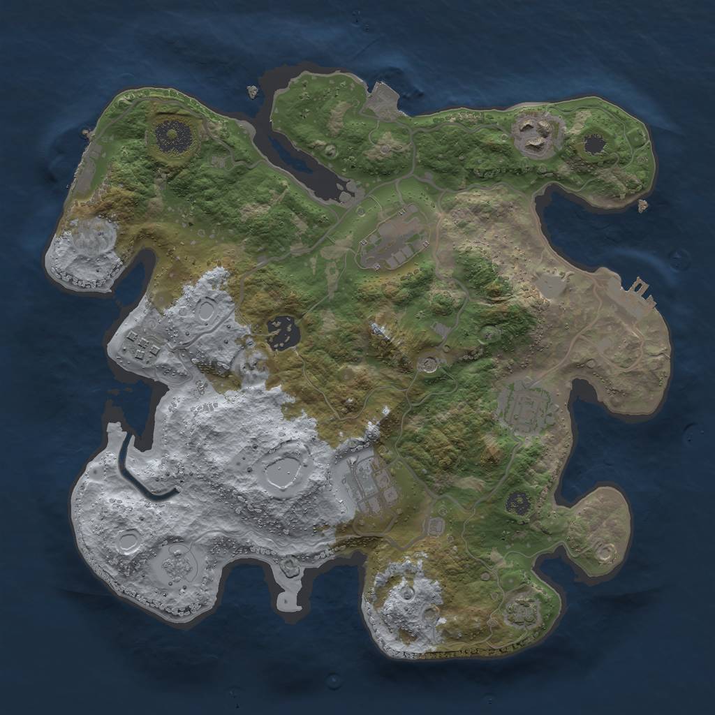 Rust Map: Procedural Map, Size: 3000, Seed: 69887766, 14 Monuments