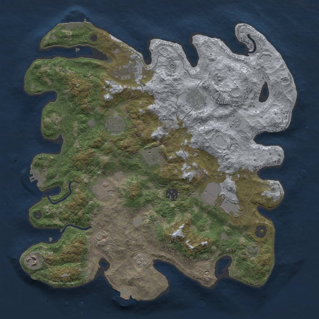 Rust Map: Procedural Map, Size: 3800, Seed: 748637518, 17 Monuments