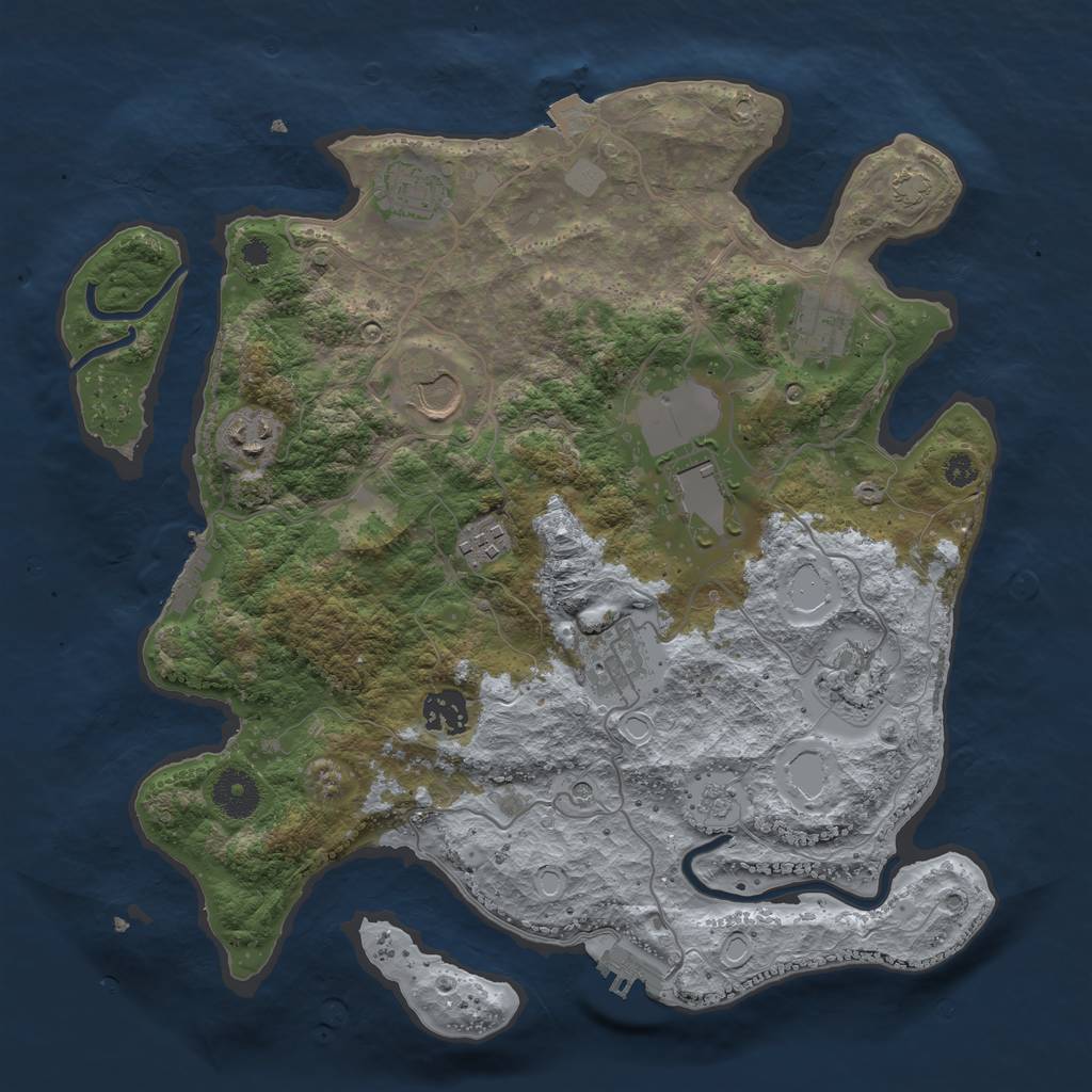 Rust Map: Procedural Map, Size: 3500, Seed: 1407388522, 17 Monuments