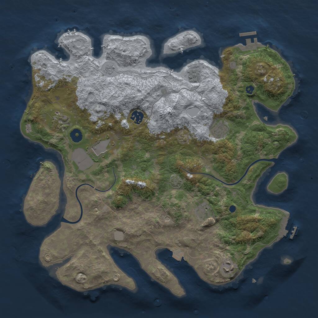 Rust Map: Procedural Map, Size: 3750, Seed: 667624, 13 Monuments