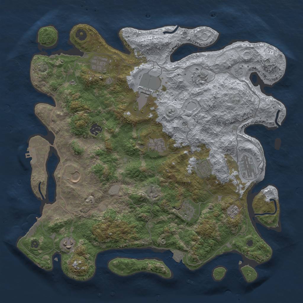 Rust Map: Procedural Map, Size: 4000, Seed: 658987, 19 Monuments