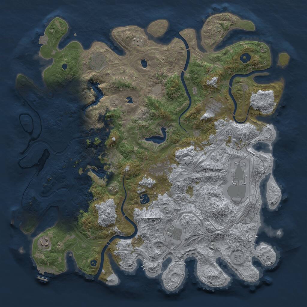 Rust Map: Procedural Map, Size: 4500, Seed: 7364545, 14 Monuments