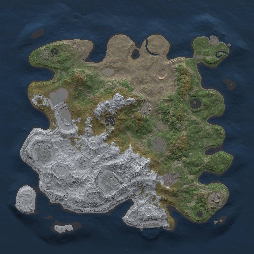 Rust Map: Procedural Map, Size: 3500, Seed: 9975777, 16 Monuments