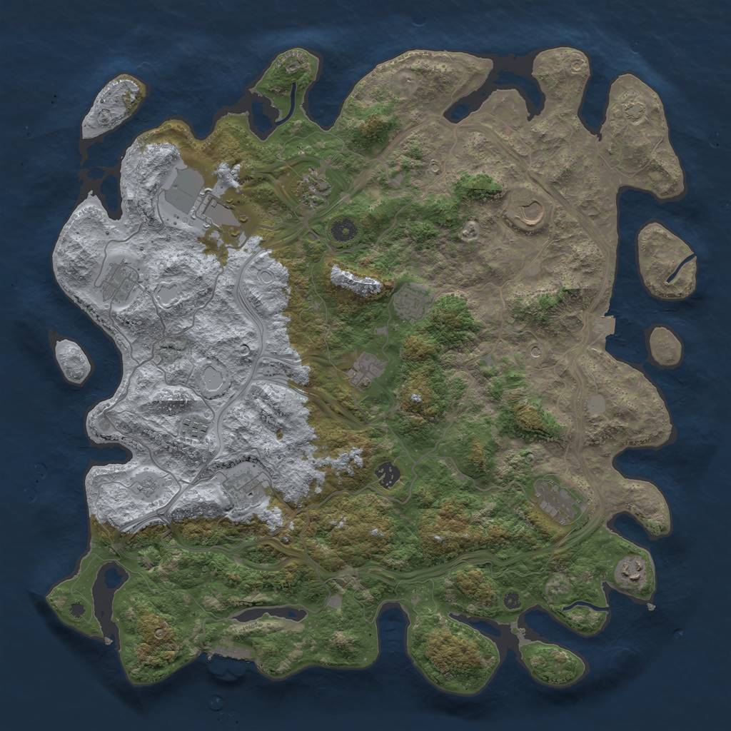 Rust Map: Procedural Map, Size: 4500, Seed: 74478, 18 Monuments