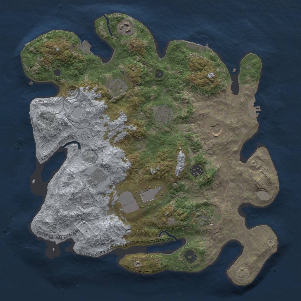 Rust Map: Procedural Map, Size: 3600, Seed: 274651604, 16 Monuments