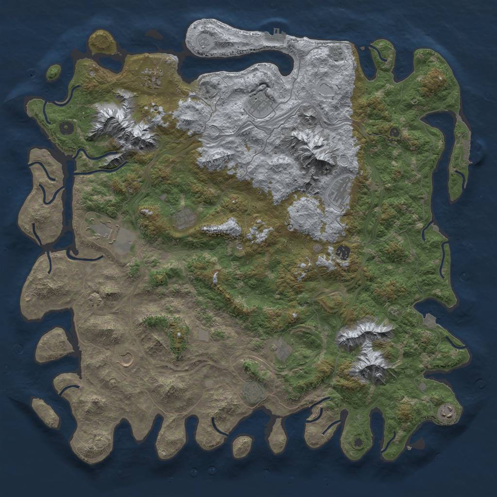 Rust Map: Procedural Map, Size: 5250, Seed: 842631597, 19 Monuments