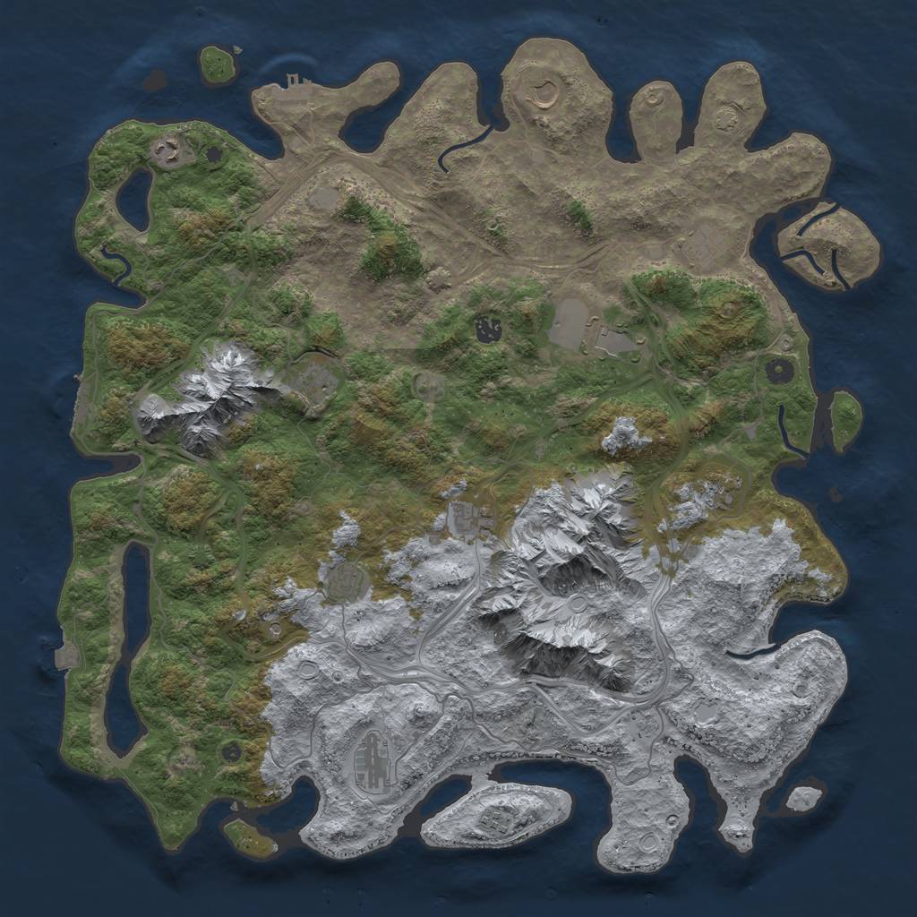 Rust Map: Procedural Map, Size: 5000, Seed: 3485854, 19 Monuments