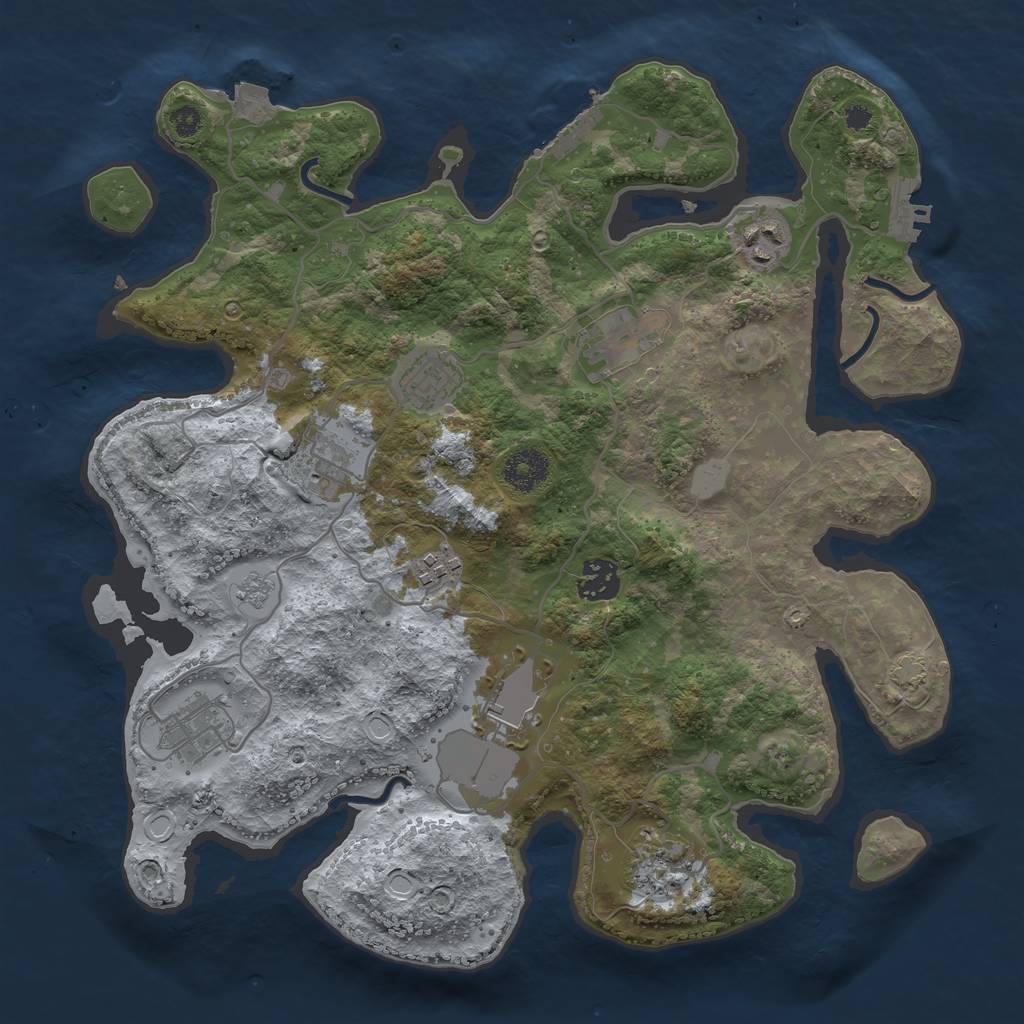 Rust Map: Procedural Map, Size: 3500, Seed: 743704849, 16 Monuments