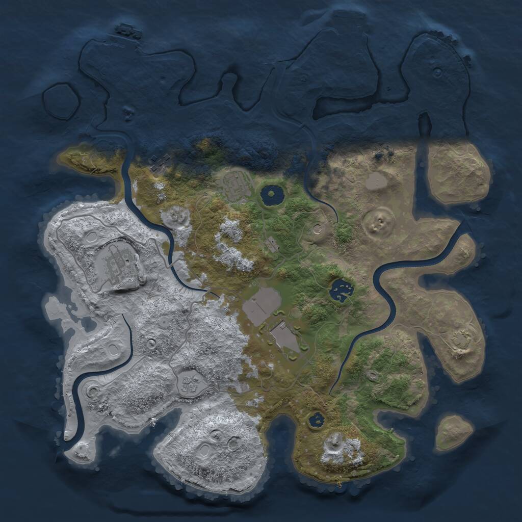 Rust Map: Procedural Map, Size: 3500, Seed: 743704849, 11 Monuments