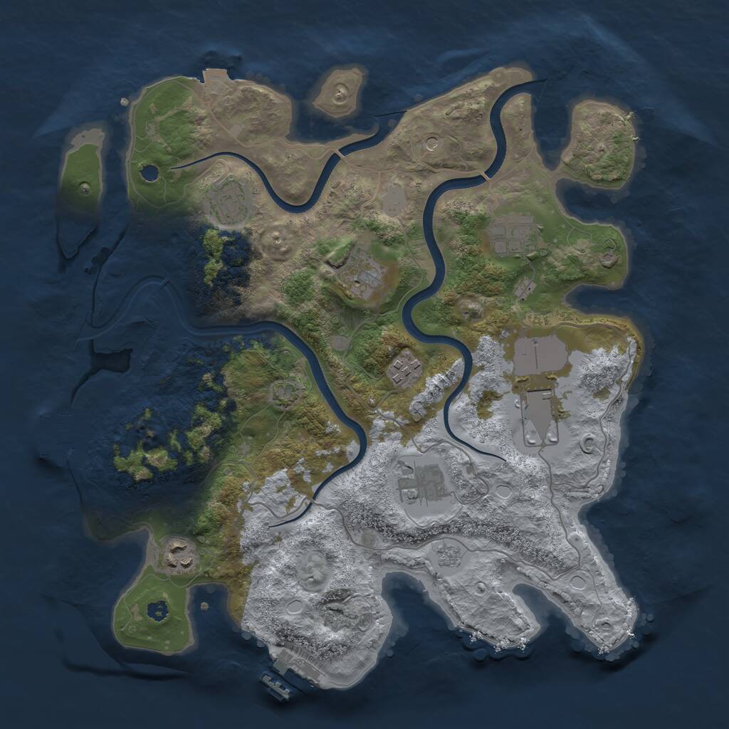 Rust Map: Procedural Map, Size: 3500, Seed: 2087300052, 13 Monuments