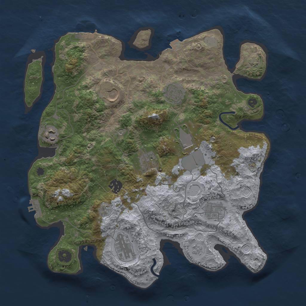 Rust Map: Procedural Map, Size: 3500, Seed: 2087300052, 16 Monuments