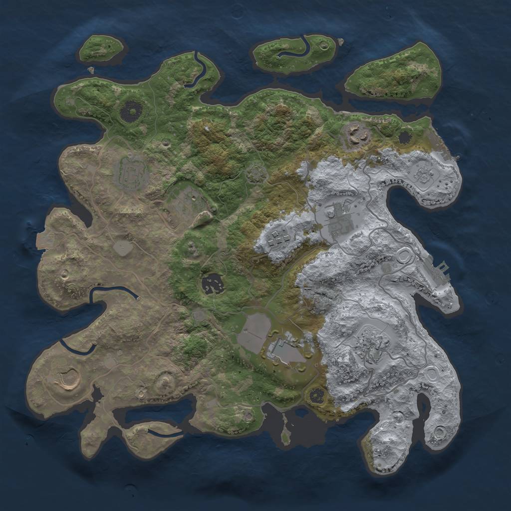 Rust Map: Procedural Map, Size: 3500, Seed: 1521715000, 16 Monuments