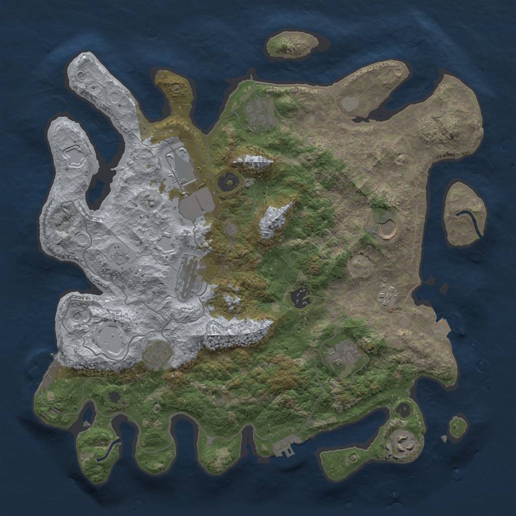 Rust Map: Procedural Map, Size: 3800, Seed: 748637507, 17 Monuments