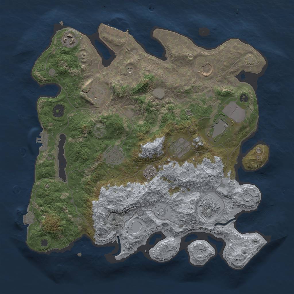 Rust Map: Procedural Map, Size: 3500, Seed: 1485732042, 16 Monuments