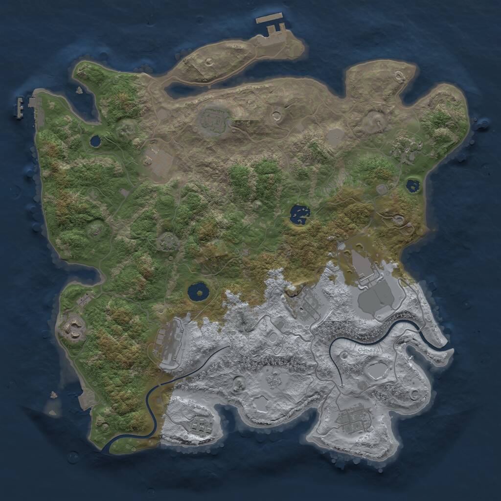 Rust Map: Procedural Map, Size: 3750, Seed: 80164294, 16 Monuments