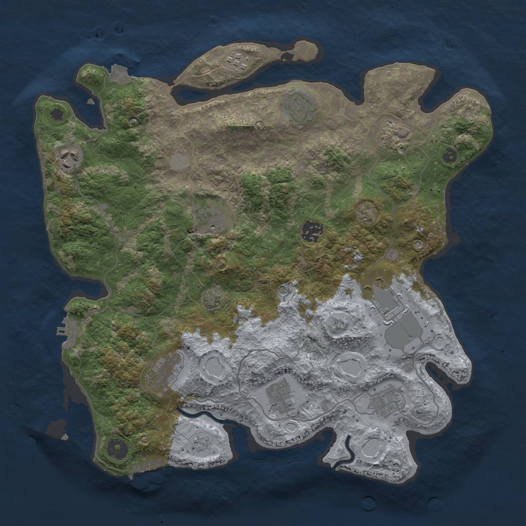 Rust Map: Procedural Map, Size: 3750, Seed: 80164294, 18 Monuments