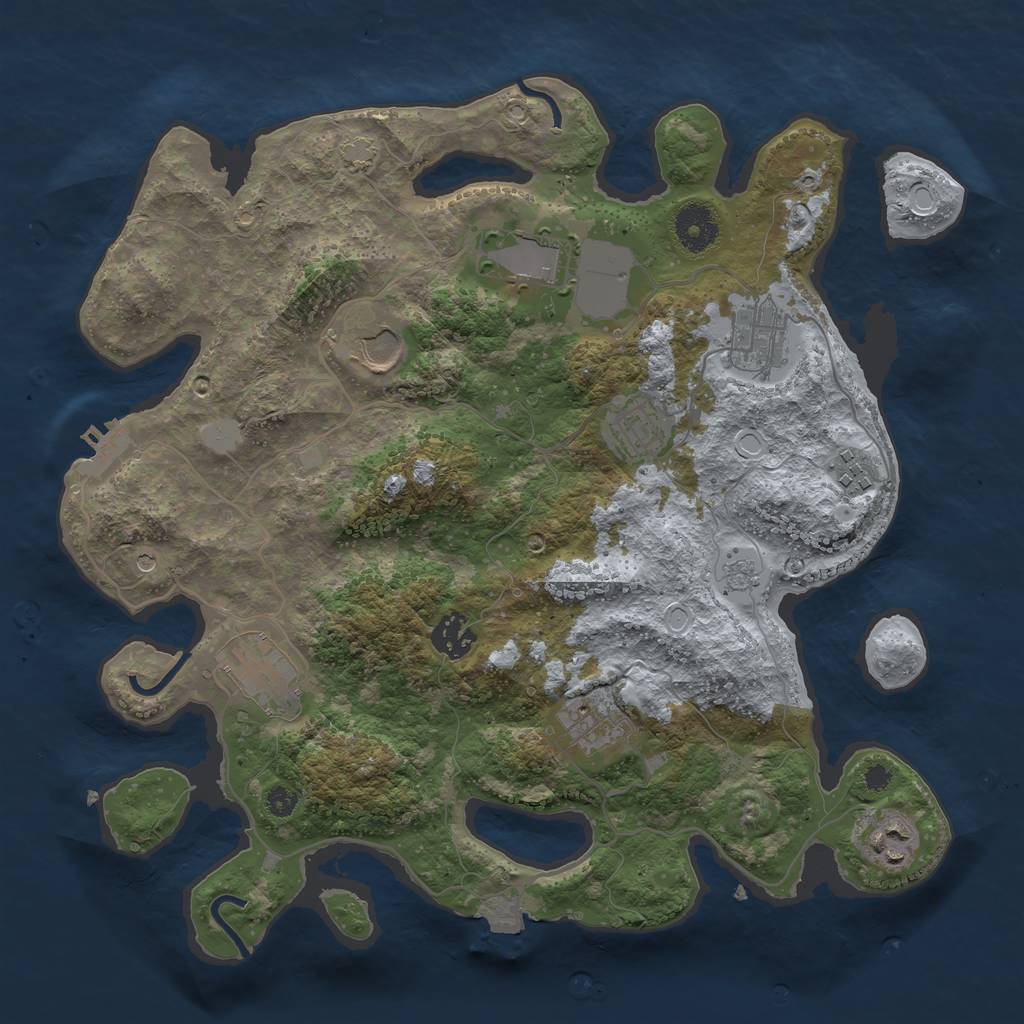 Rust Map: Procedural Map, Size: 3500, Seed: 273824495, 16 Monuments