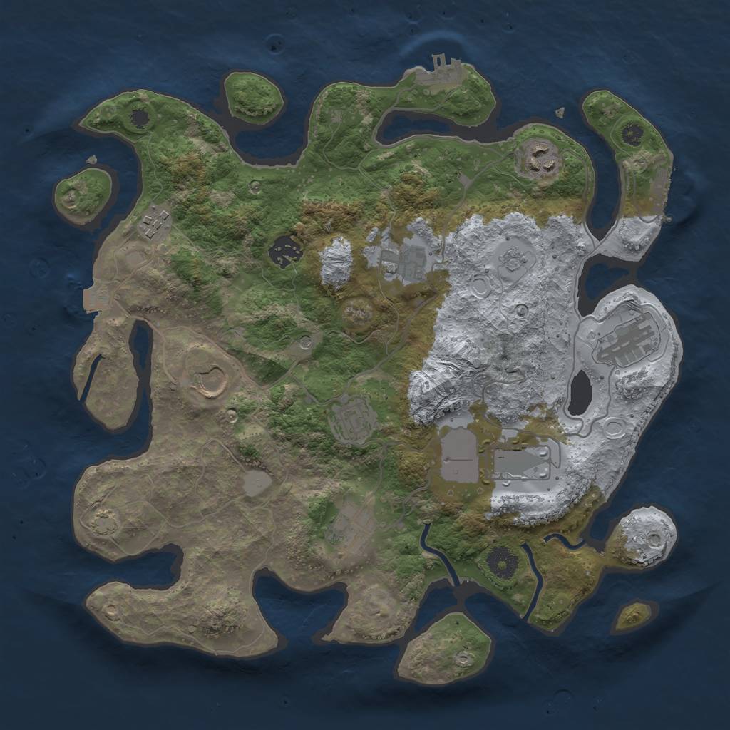 Rust Map: Procedural Map, Size: 3500, Seed: 117739528, 17 Monuments
