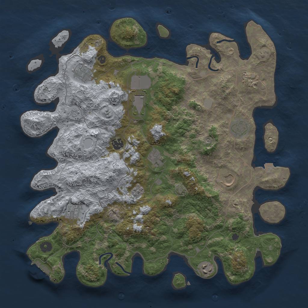 Rust Map: Procedural Map, Size: 4000, Seed: 1111570611, 17 Monuments