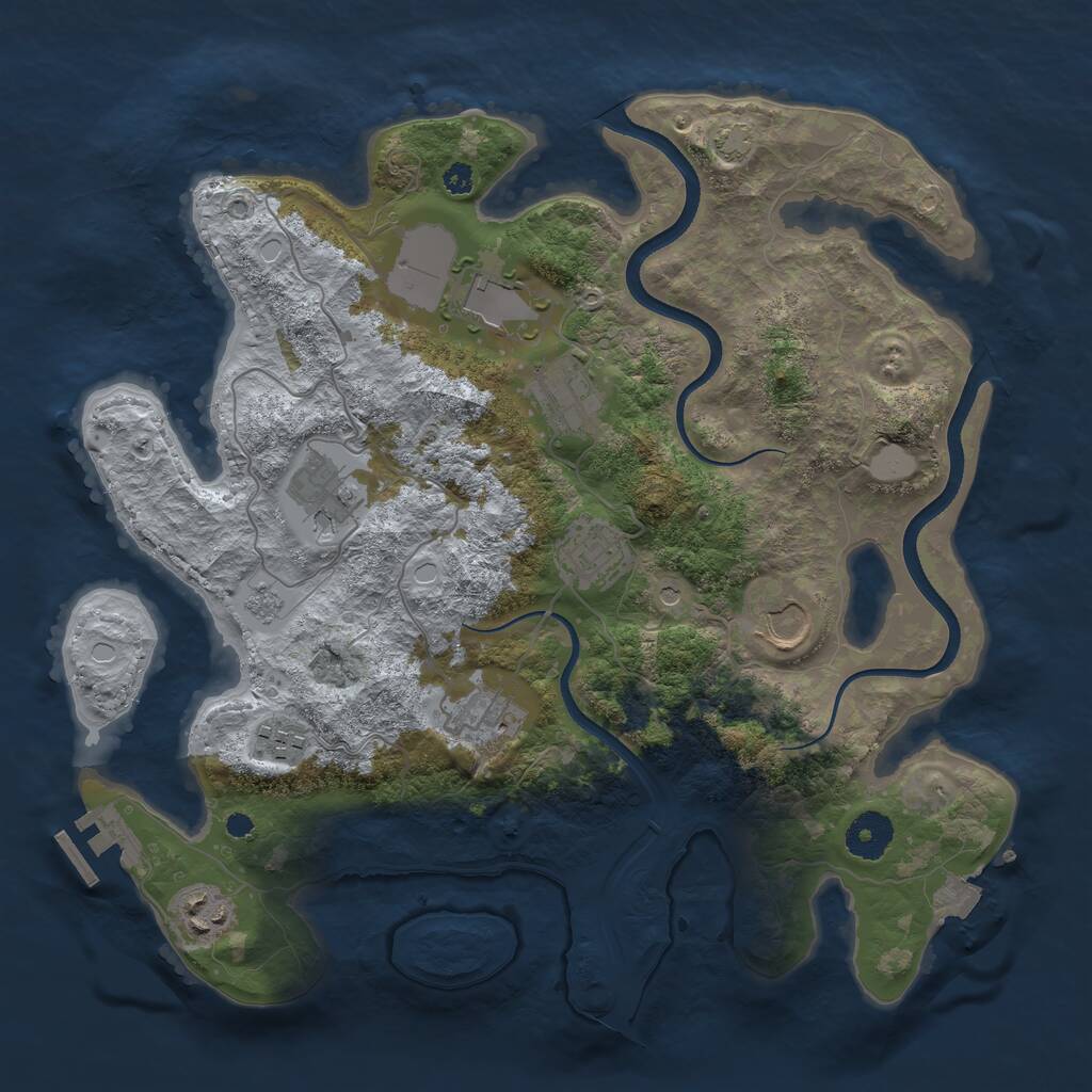 Rust Map: Procedural Map, Size: 3500, Seed: 366617334, 13 Monuments