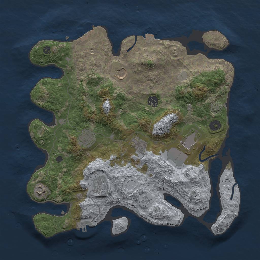 Rust Map: Procedural Map, Size: 3500, Seed: 465777, 14 Monuments