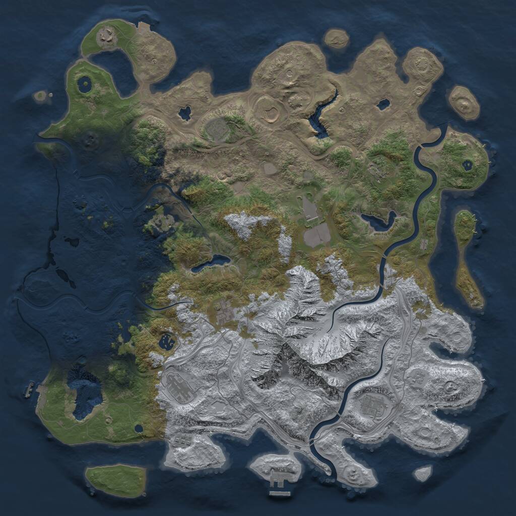 Rust Map: Procedural Map, Size: 5000, Seed: 1936530409, 17 Monuments