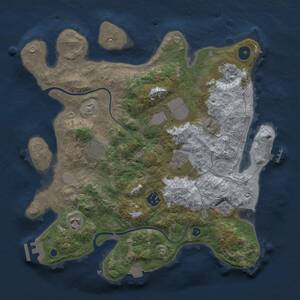 Thumbnail Rust Map: Procedural Map, Size: 3500, Seed: 2064922690, 13 Monuments