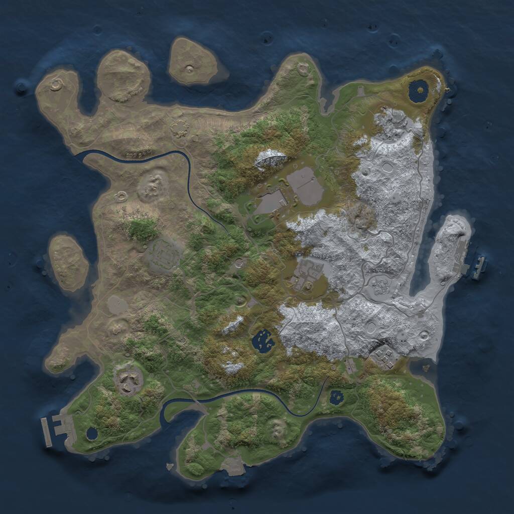 Rust Map: Procedural Map, Size: 3500, Seed: 2064922690, 13 Monuments