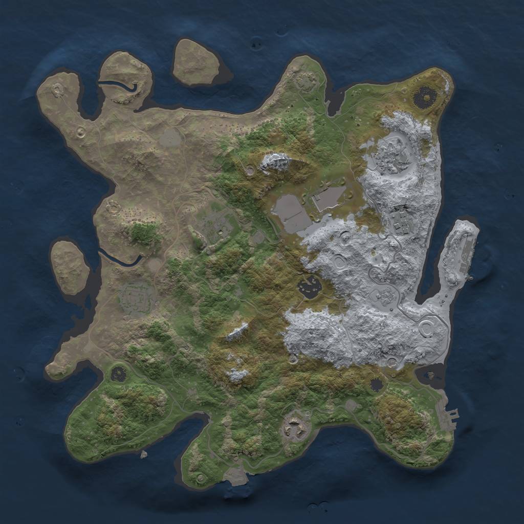 Rust Map: Procedural Map, Size: 3500, Seed: 2064922690, 15 Monuments