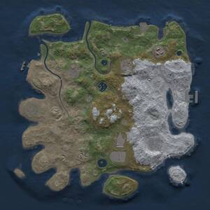 Thumbnail Rust Map: Procedural Map, Size: 3500, Seed: 188536823, 15 Monuments
