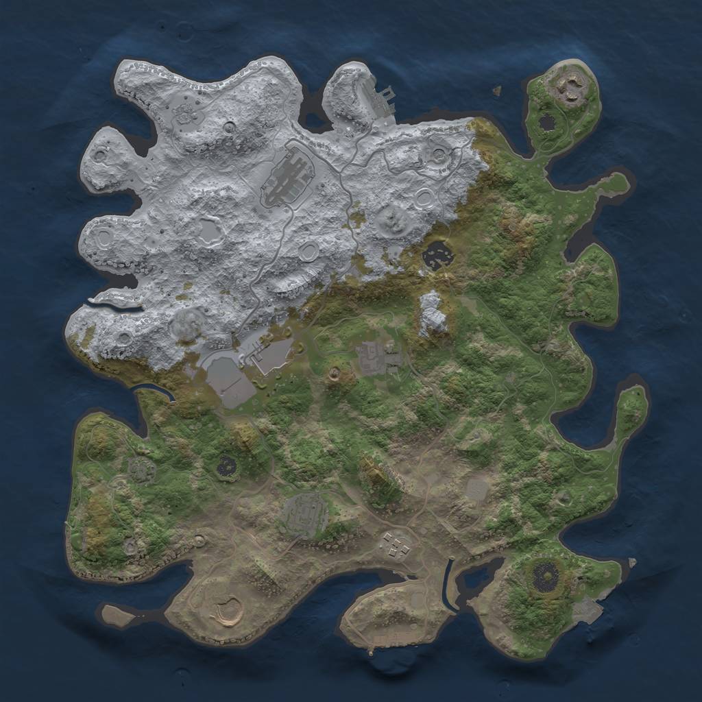 Rust Map: Procedural Map, Size: 3650, Seed: 64544060, 16 Monuments