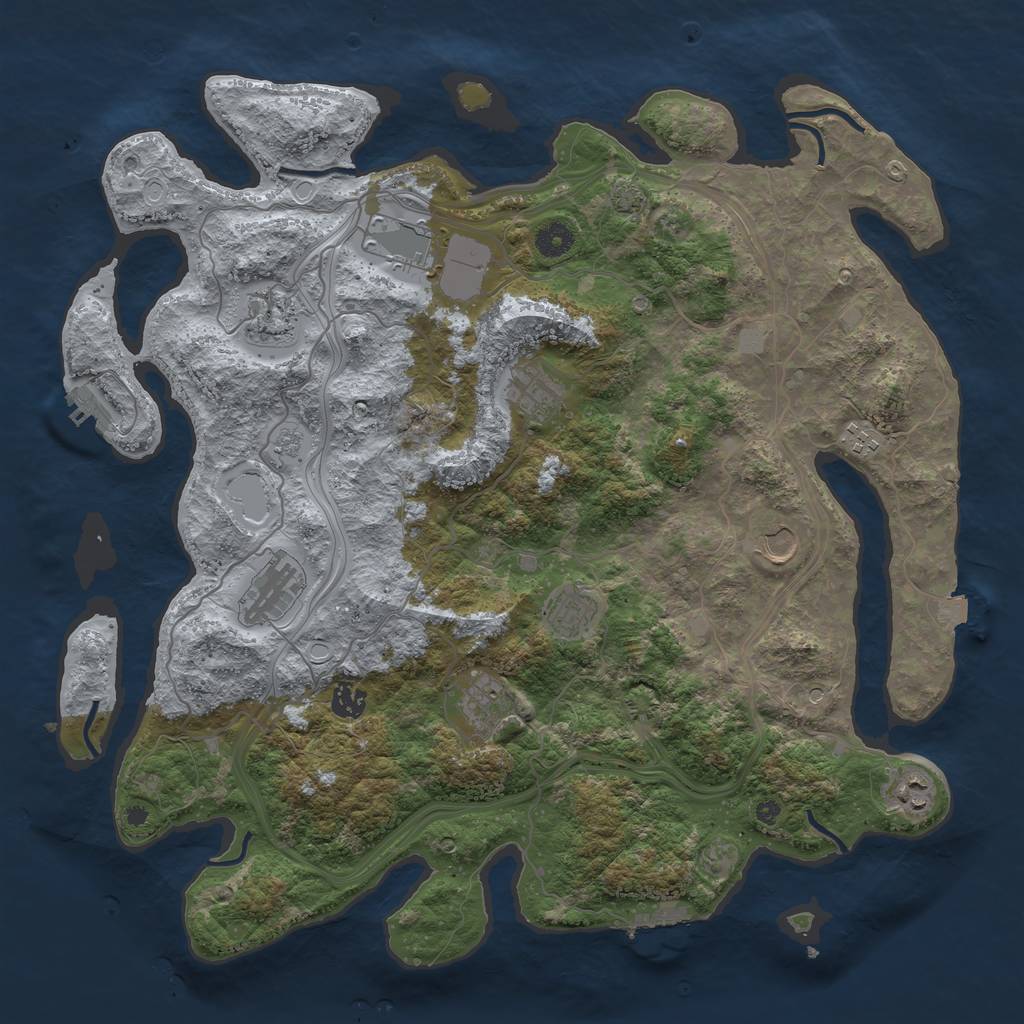 Rust Map: Procedural Map, Size: 4250, Seed: 1897206001, 18 Monuments