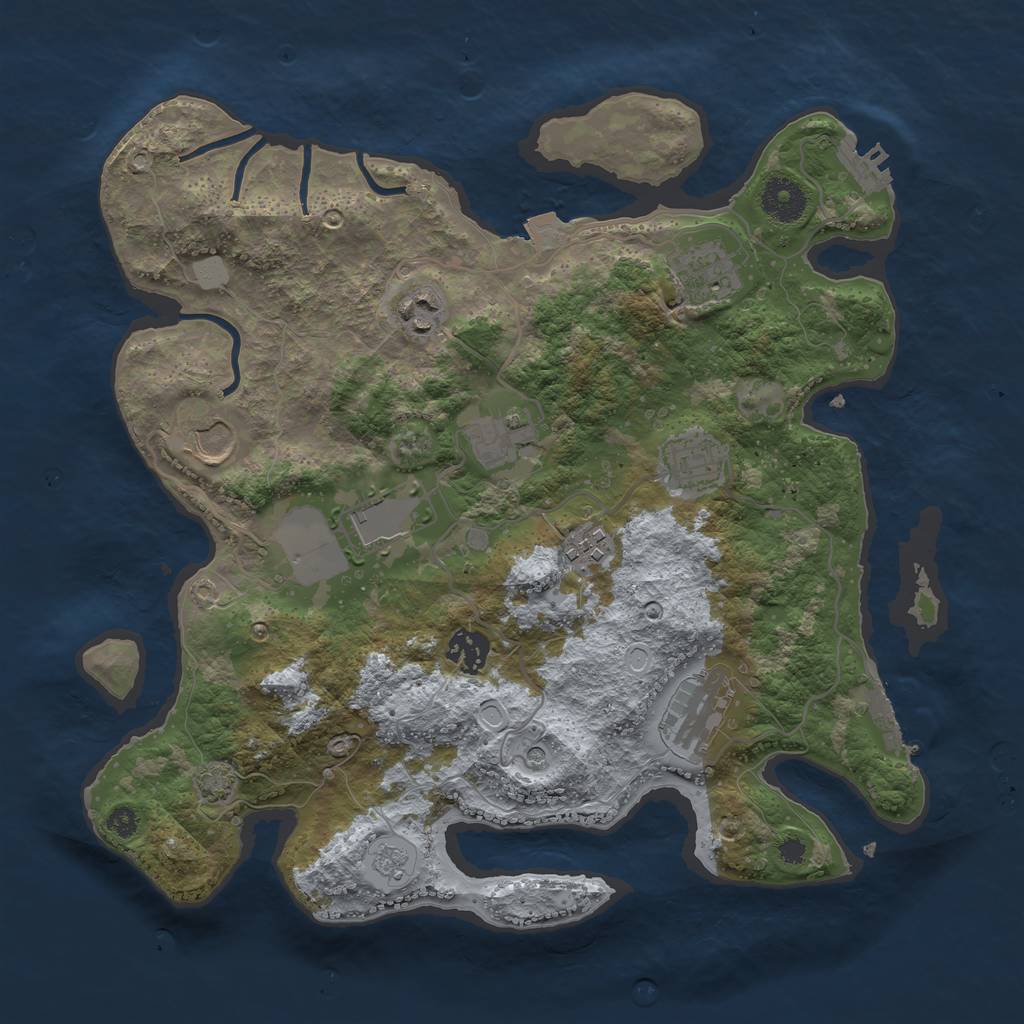 Rust Map: Procedural Map, Size: 3500, Seed: 833665592, 17 Monuments